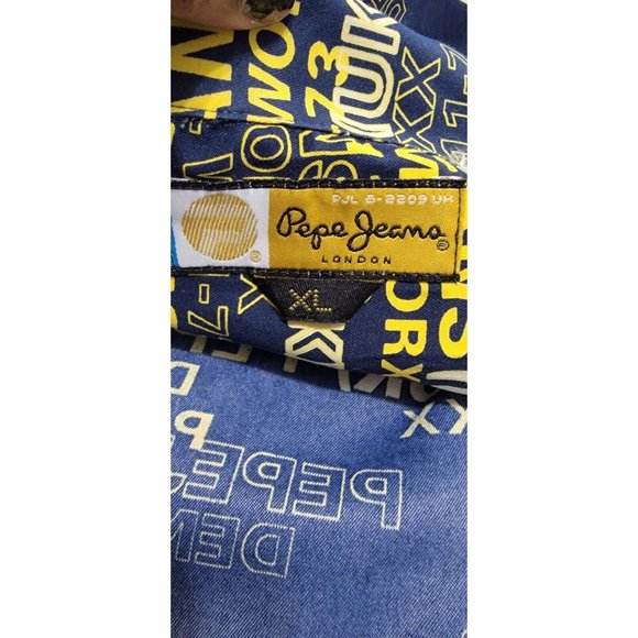 Pepe Jeans London Men's Button Up Shirt All Over Print Short Sleeves Size XL - Picture 10 of 15